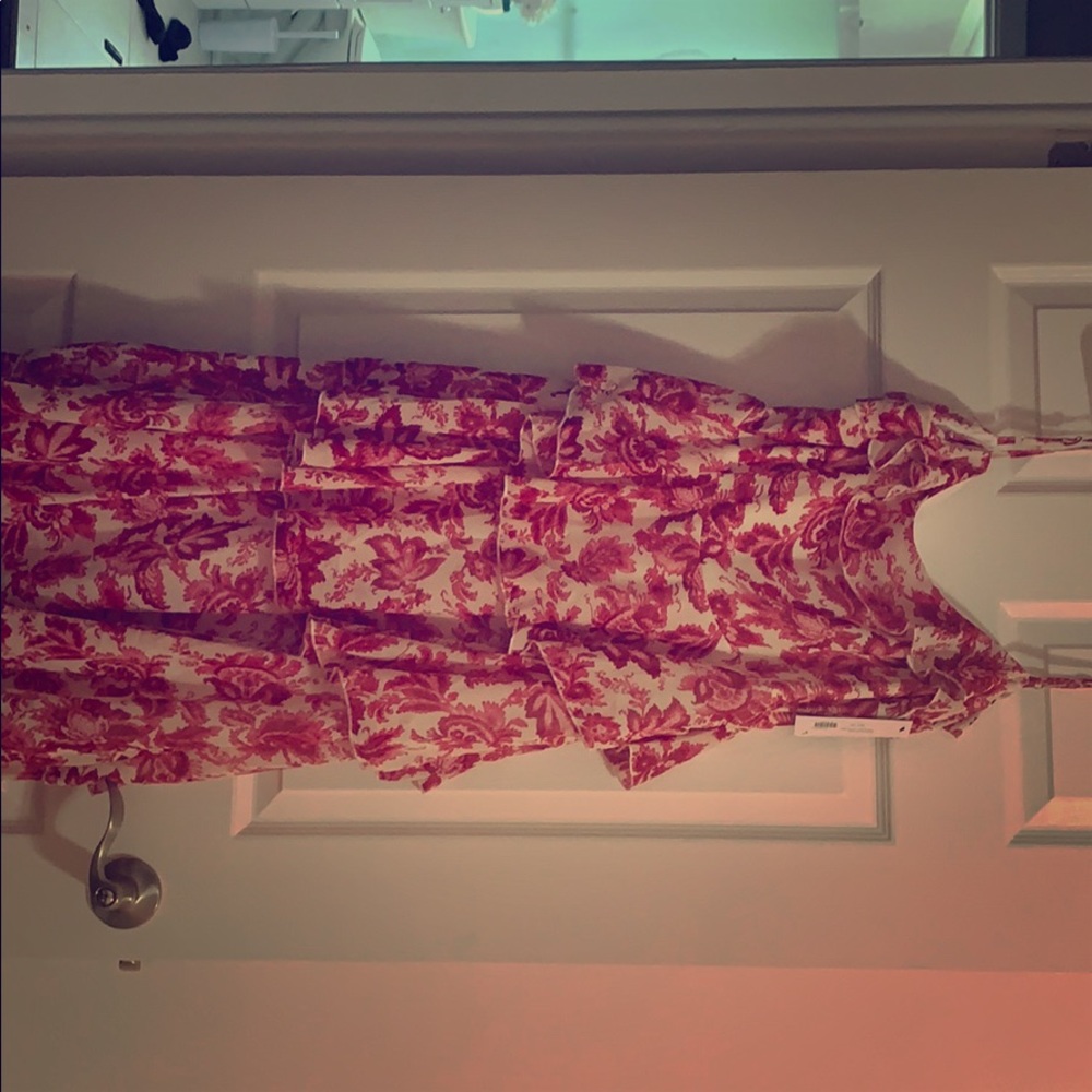 Beautiful pink and white ruffle maxi dress